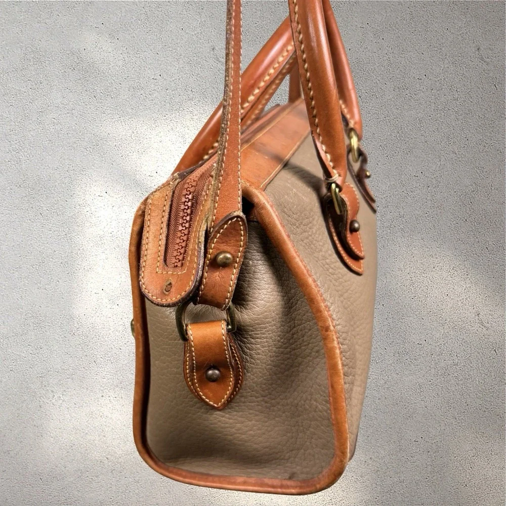 Vintage 80s Dooney &‎ Bourke All Weather Leather Boston Satchel Bag Made in US